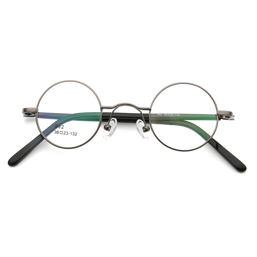 Beckett | Metal Round Eyeglasses w/ Tortoise Temple | Circular Retro Nerd Frame