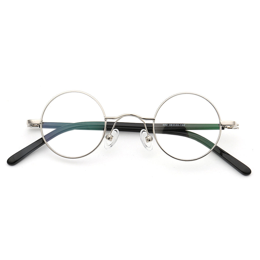Beckett | Metal Round Eyeglasses w/ Tortoise Temple | Circular Retro Nerd Frame