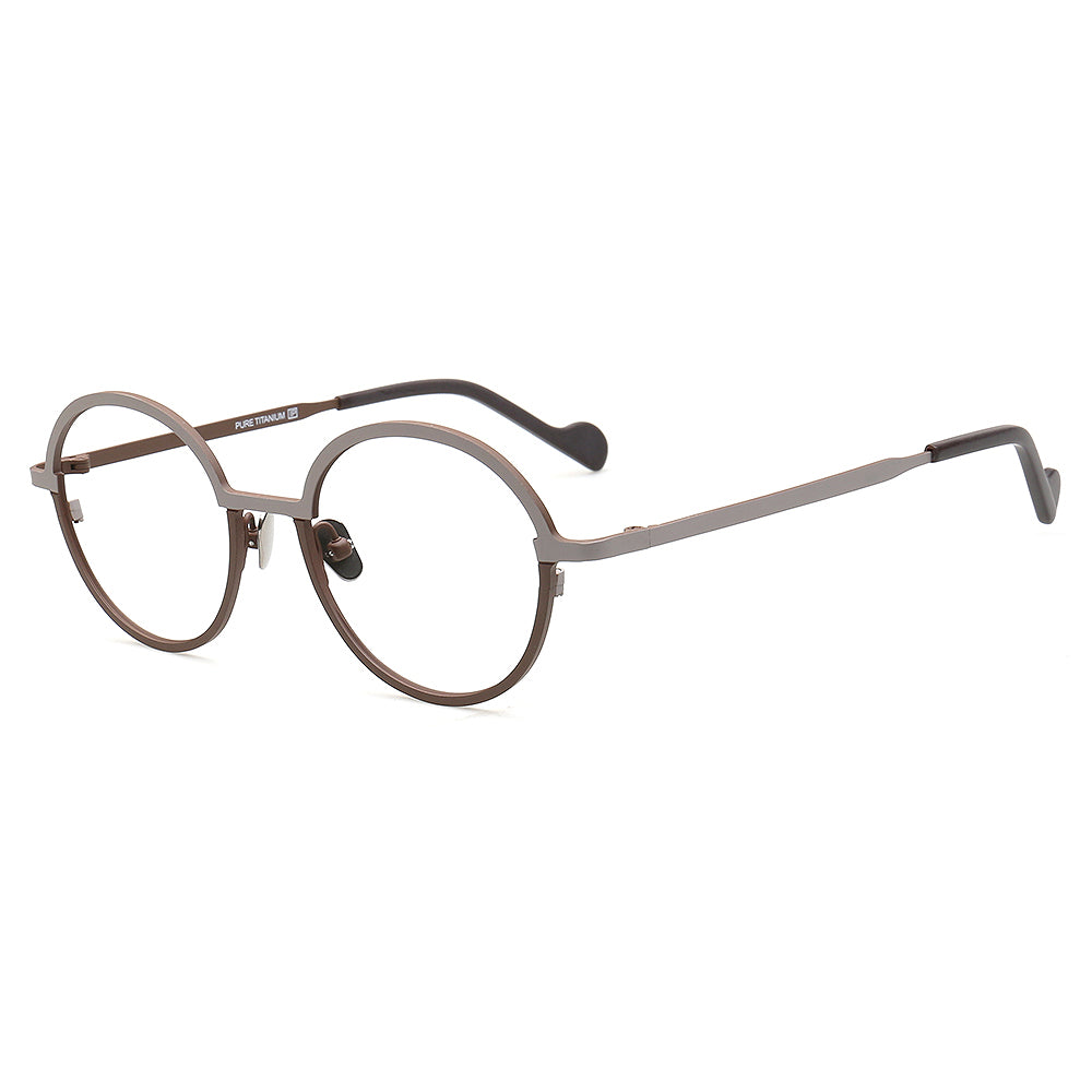 Rowan | Stylish Round Red Women Titanium Eyeglasses | Retro Two Tone Green Men Glasses Frames
