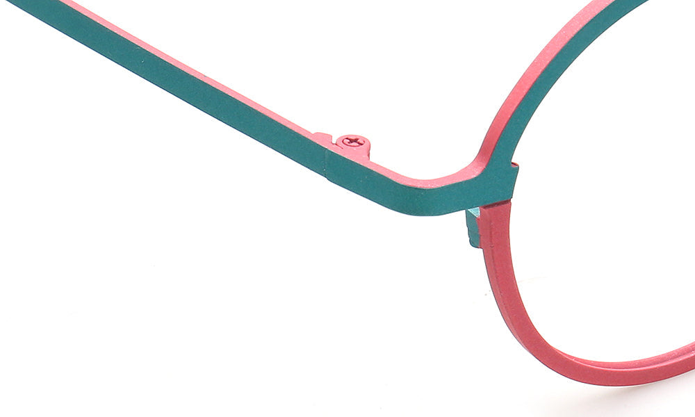 Rowan | Stylish Round Red Women Titanium Eyeglasses | Retro Two Tone Green Men Glasses Frames