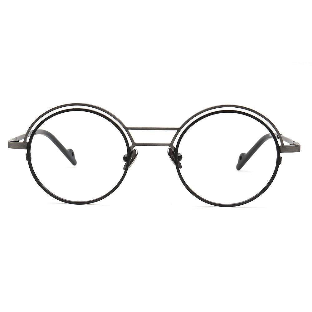 Echo | Round Titanium Stylish Eyeglass Frames Men | Vintage Women Double Bridge Glasses Frames Two Tone