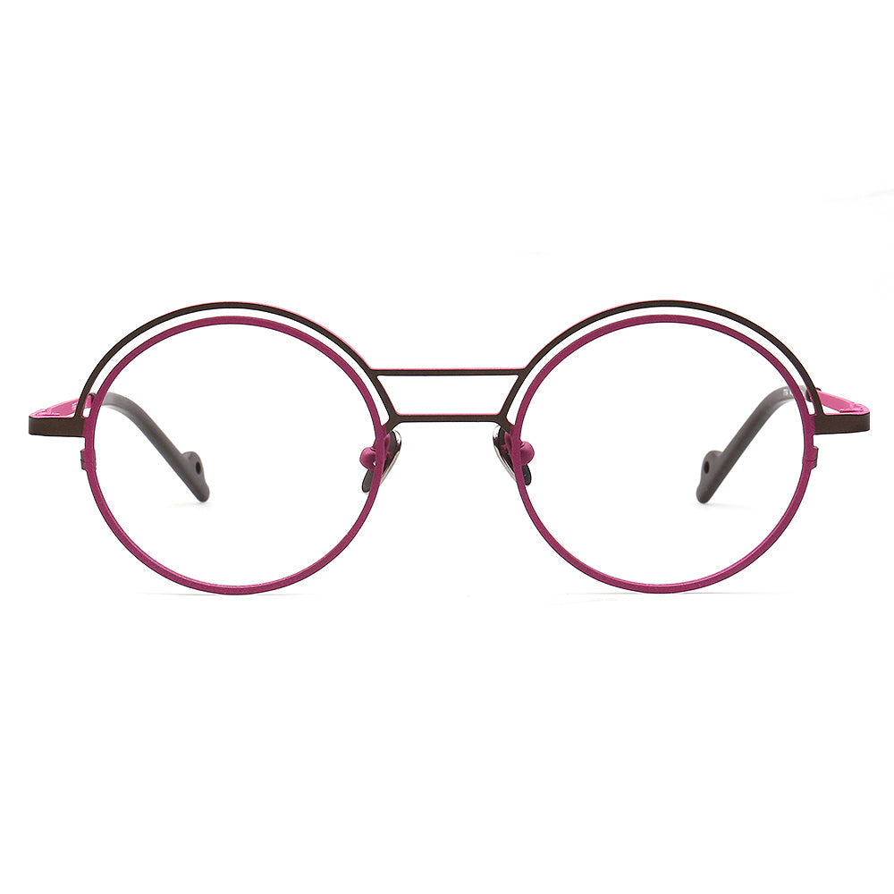 Echo | Round Titanium Stylish Eyeglass Frames Men | Vintage Women Double Bridge Glasses Frames Two Tone