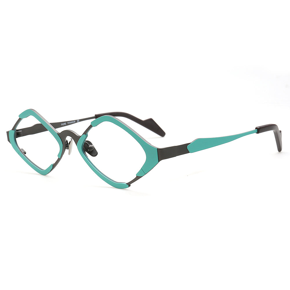 Jean | Diamond Shaped Unisex Titanium Eyeglass Frames | Stylish Retro Nerd Geometric Glasses