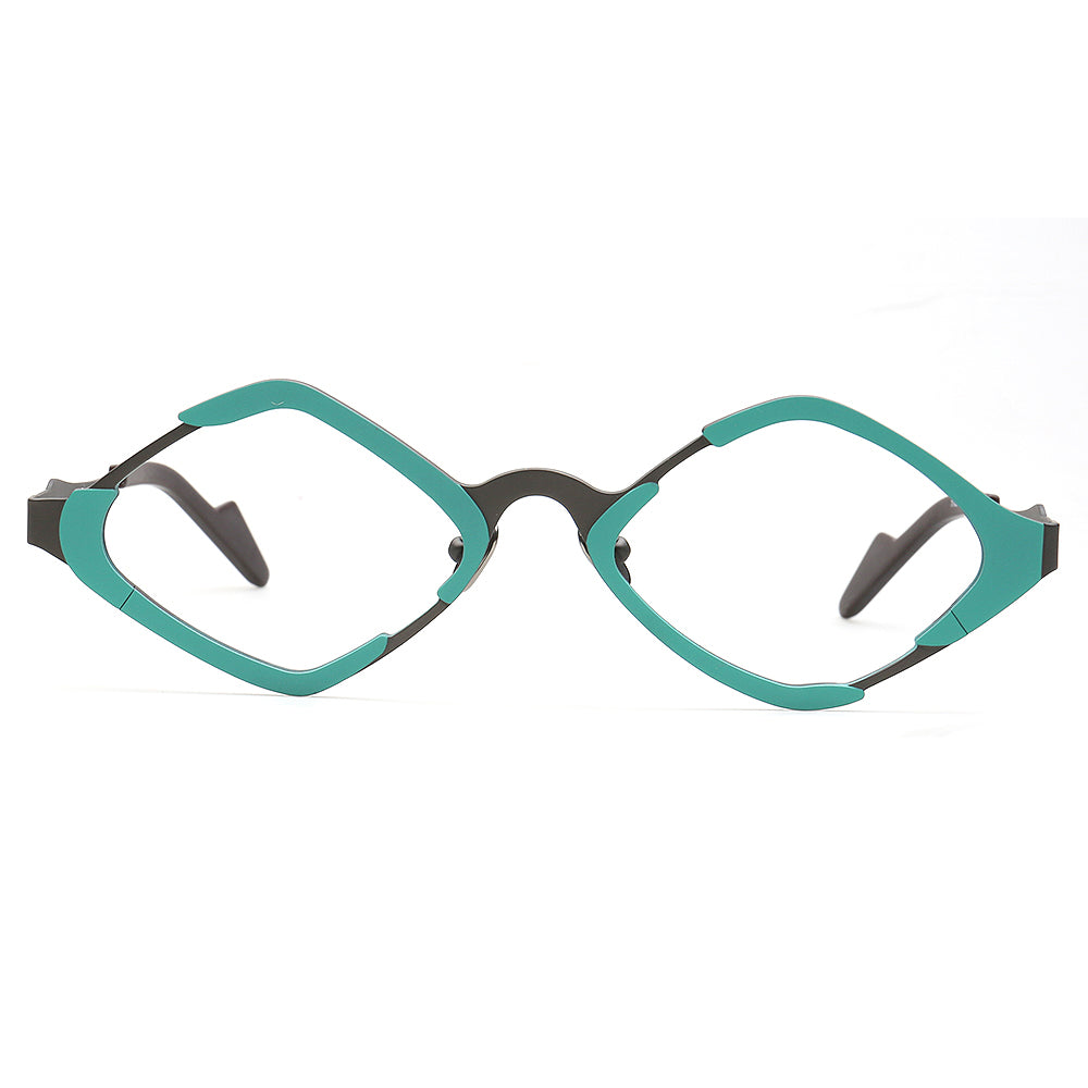 Jean | Diamond Shaped Unisex Titanium Eyeglass Frames | Stylish Retro Nerd Geometric Glasses
