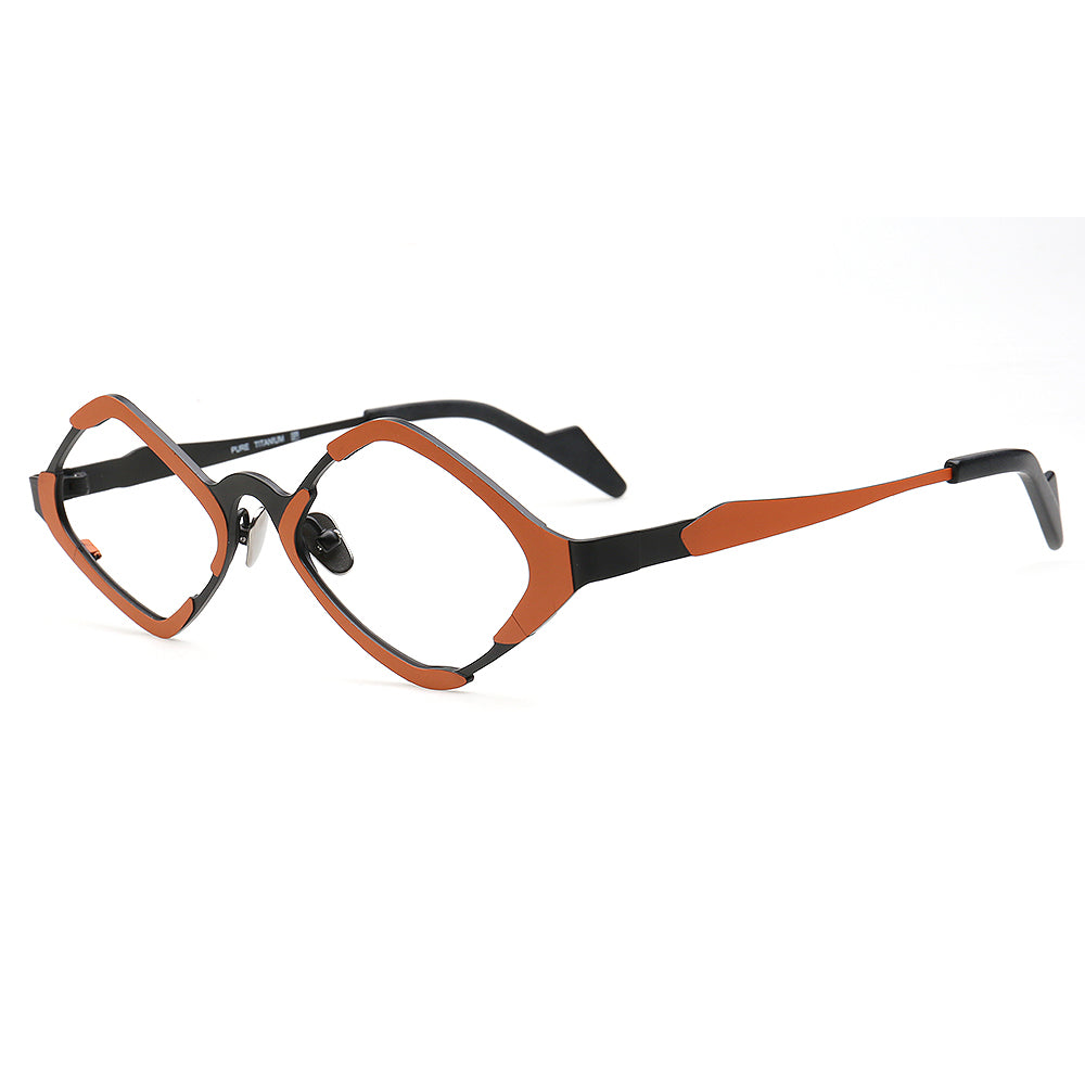 Jean | Diamond Shaped Unisex Titanium Eyeglass Frames | Stylish Retro Nerd Geometric Glasses