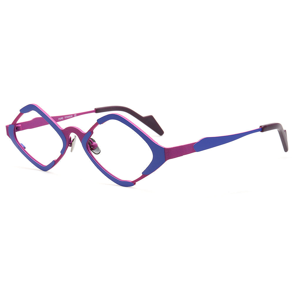 Jean | Diamond Shaped Unisex Titanium Eyeglass Frames | Stylish Retro Nerd Geometric Glasses