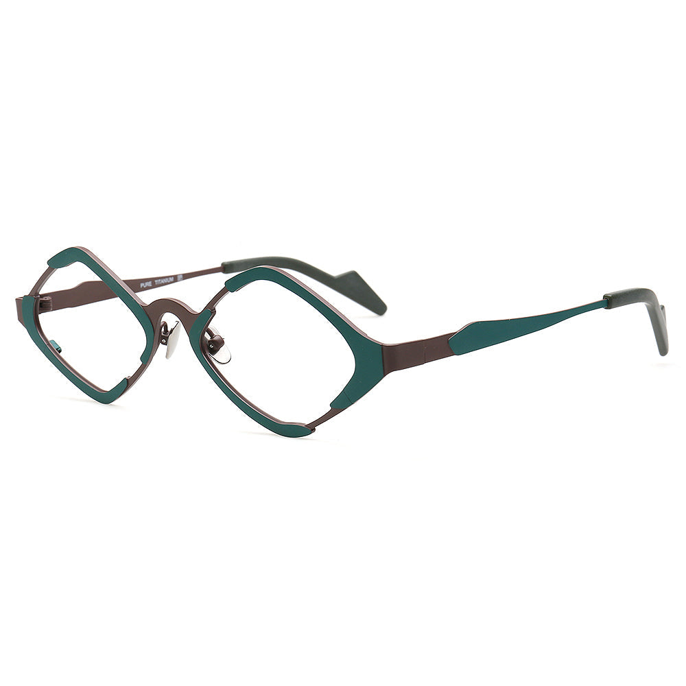 Jean | Diamond Shaped Unisex Titanium Eyeglass Frames | Stylish Retro Nerd Geometric Glasses