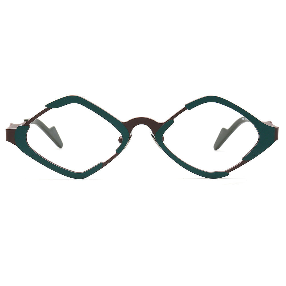 Jean | Diamond Shaped Unisex Titanium Eyeglass Frames | Stylish Retro Nerd Geometric Glasses