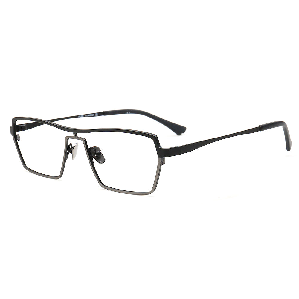 Jeffrey | 80s Titanium Pilot Eyeglasses Frames for Men | Modern Two Tone Square Vintage Glasses Frame