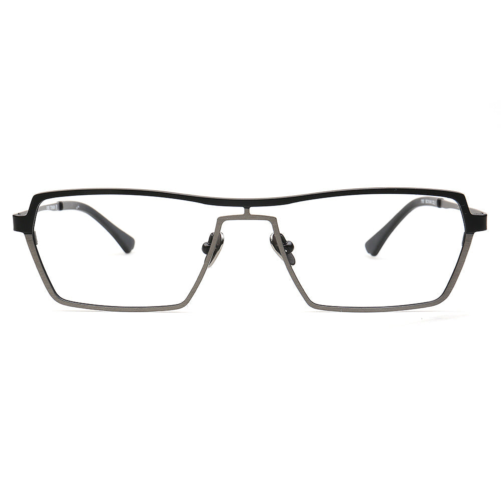 Jeffrey | 80s Titanium Pilot Eyeglasses Frames for Men | Modern Two Tone Square Vintage Glasses Frame