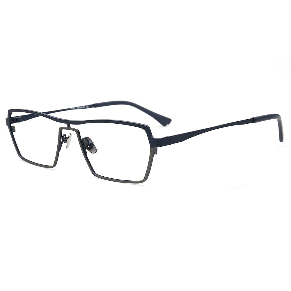 Jeffrey | 80s Titanium Pilot Eyeglasses Frames for Men | Modern Two Tone Square Vintage Glasses Frame