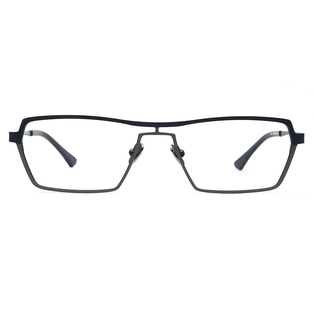 Jeffrey | 80s Titanium Pilot Eyeglasses Frames for Men | Modern Two Tone Square Vintage Glasses Frame