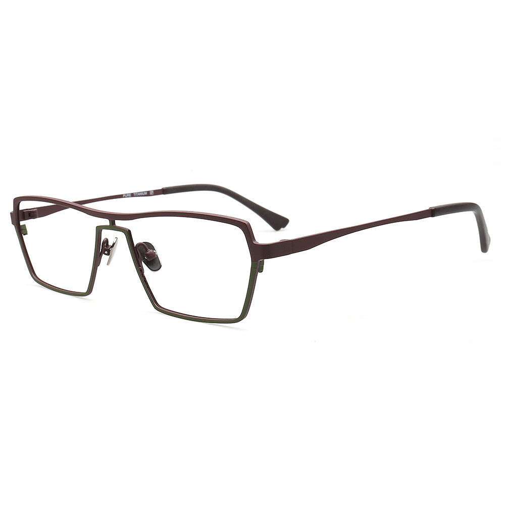 Jeffrey | 80s Titanium Pilot Eyeglasses Frames for Men | Modern Two Tone Square Vintage Glasses Frame