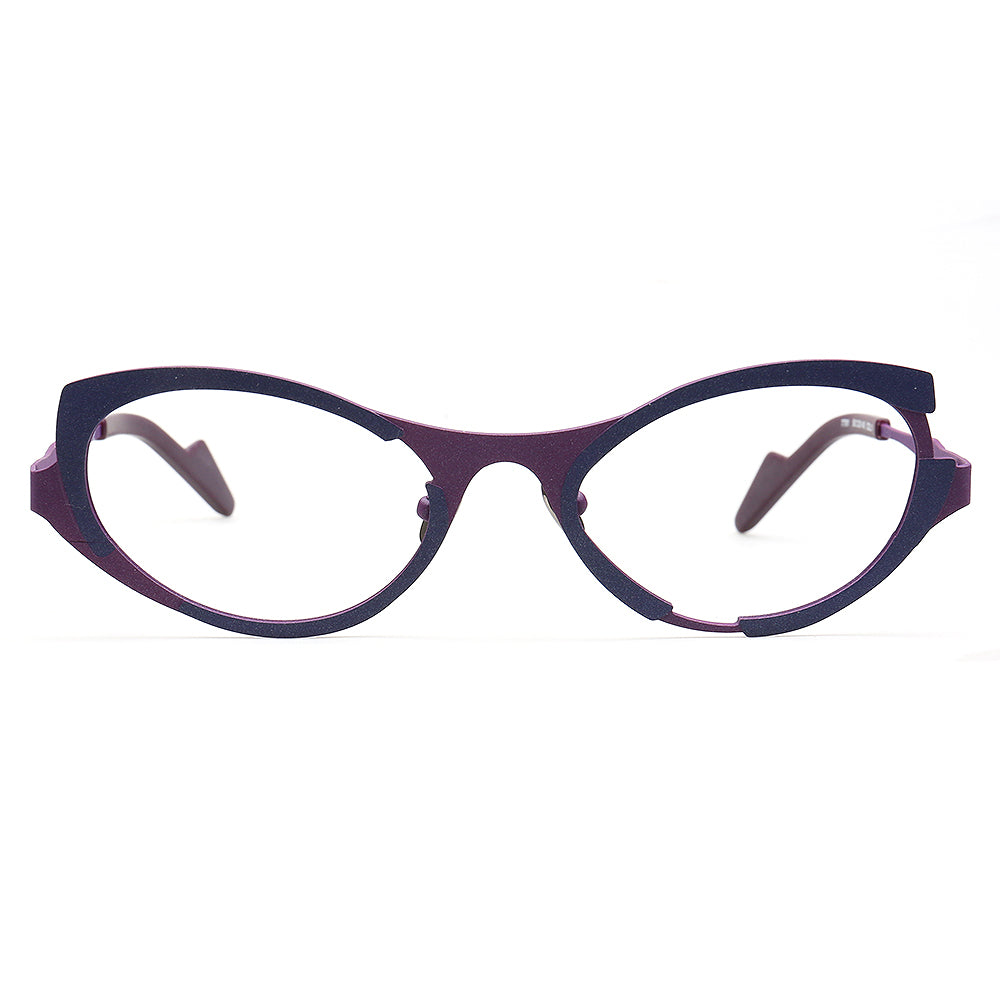 Tracy | Sleek Pure Titanium Cat Eye Glasses For Women | Two Tone Trendy Purple Red Eyeglasses