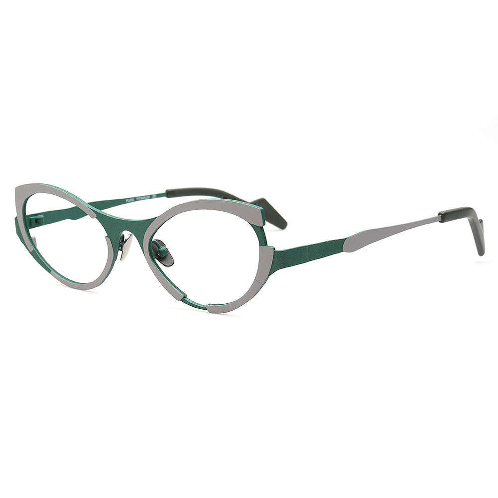 Tracy | Sleek Pure Titanium Cat Eye Glasses For Women | Two Tone Trendy Purple Red Eyeglasses