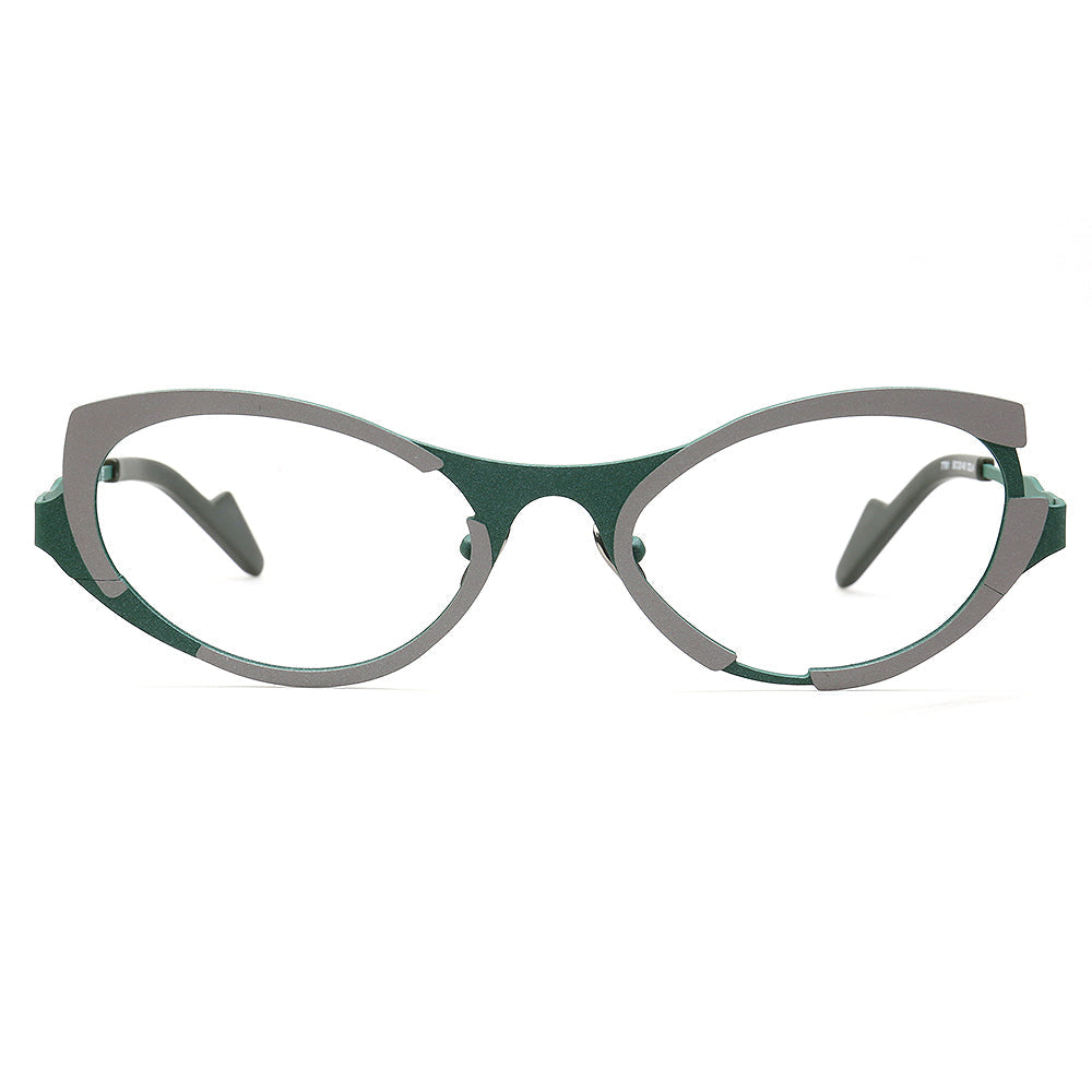 Tracy | Sleek Pure Titanium Cat Eye Glasses For Women | Two Tone Trendy Purple Red Eyeglasses