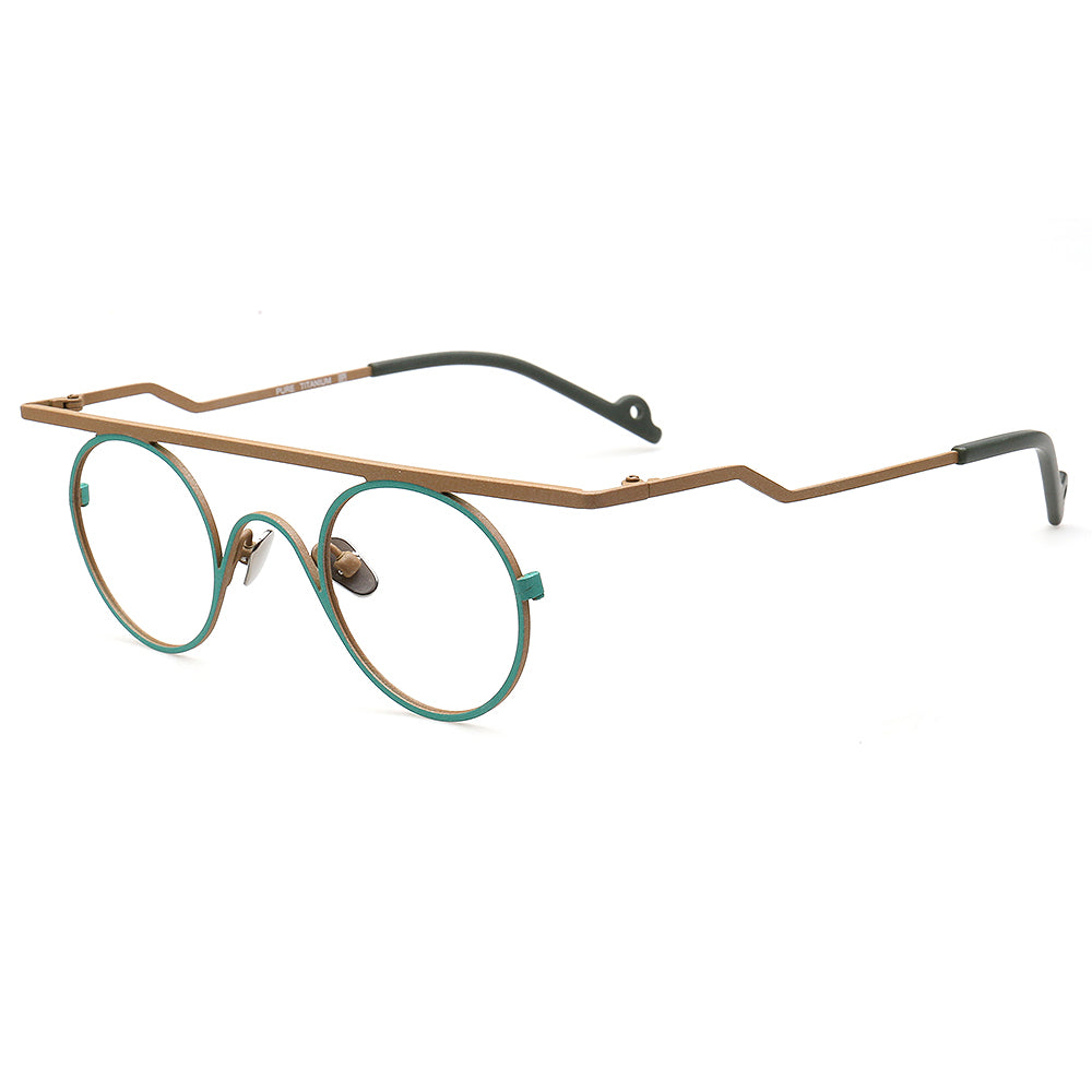 River | Funky Round Titanium Eyeglasses For Women | Vintage Geometric Men Glasses Frames