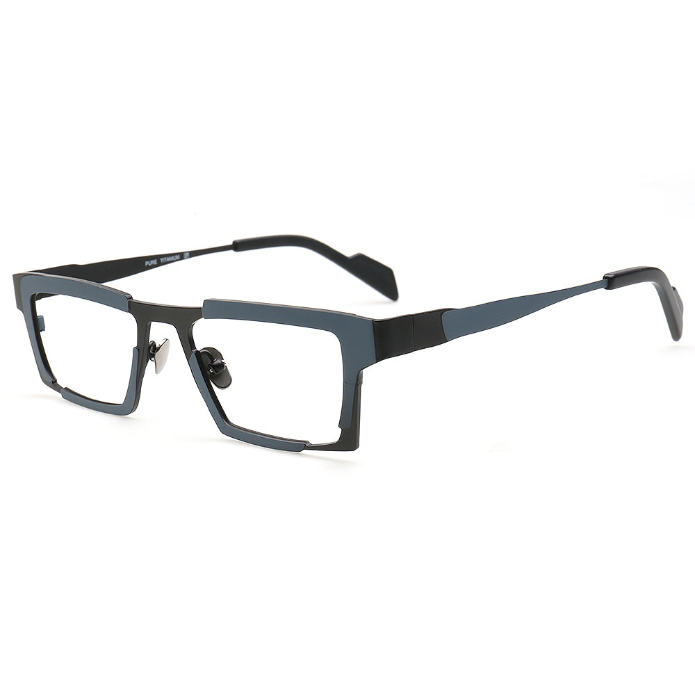 John | Titanium Two Tone Rectangular Eyeglasses For Men | Vintage Business Square Glasses Frames