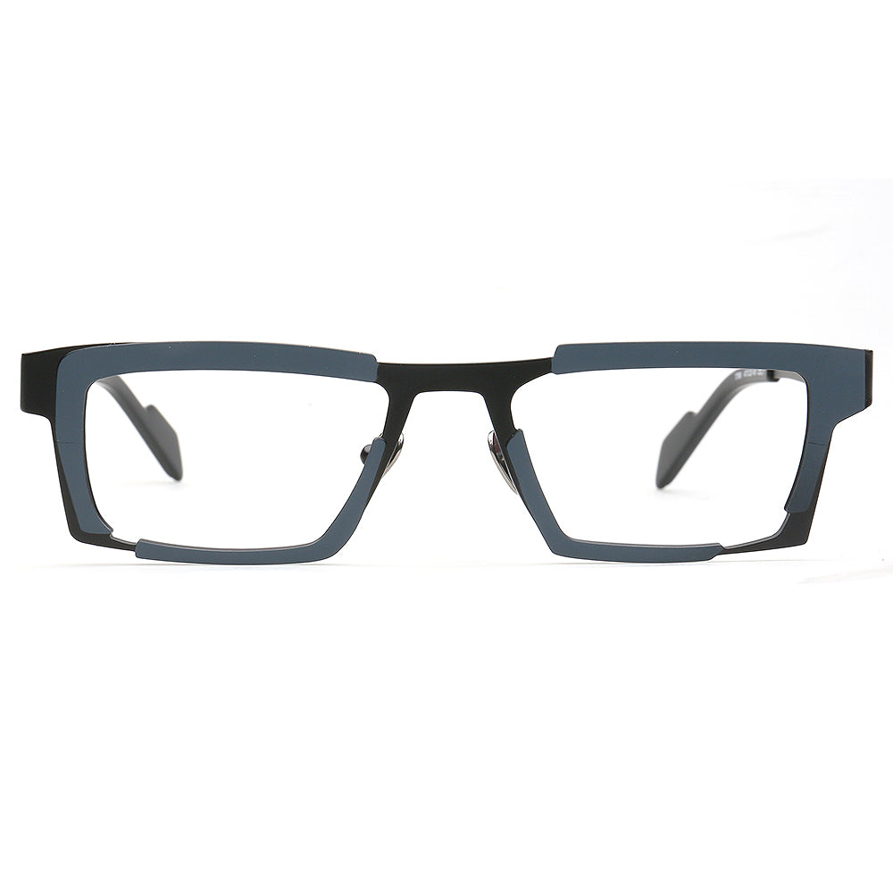 John | Titanium Two Tone Rectangular Eyeglasses For Men | Vintage Business Square Glasses Frames