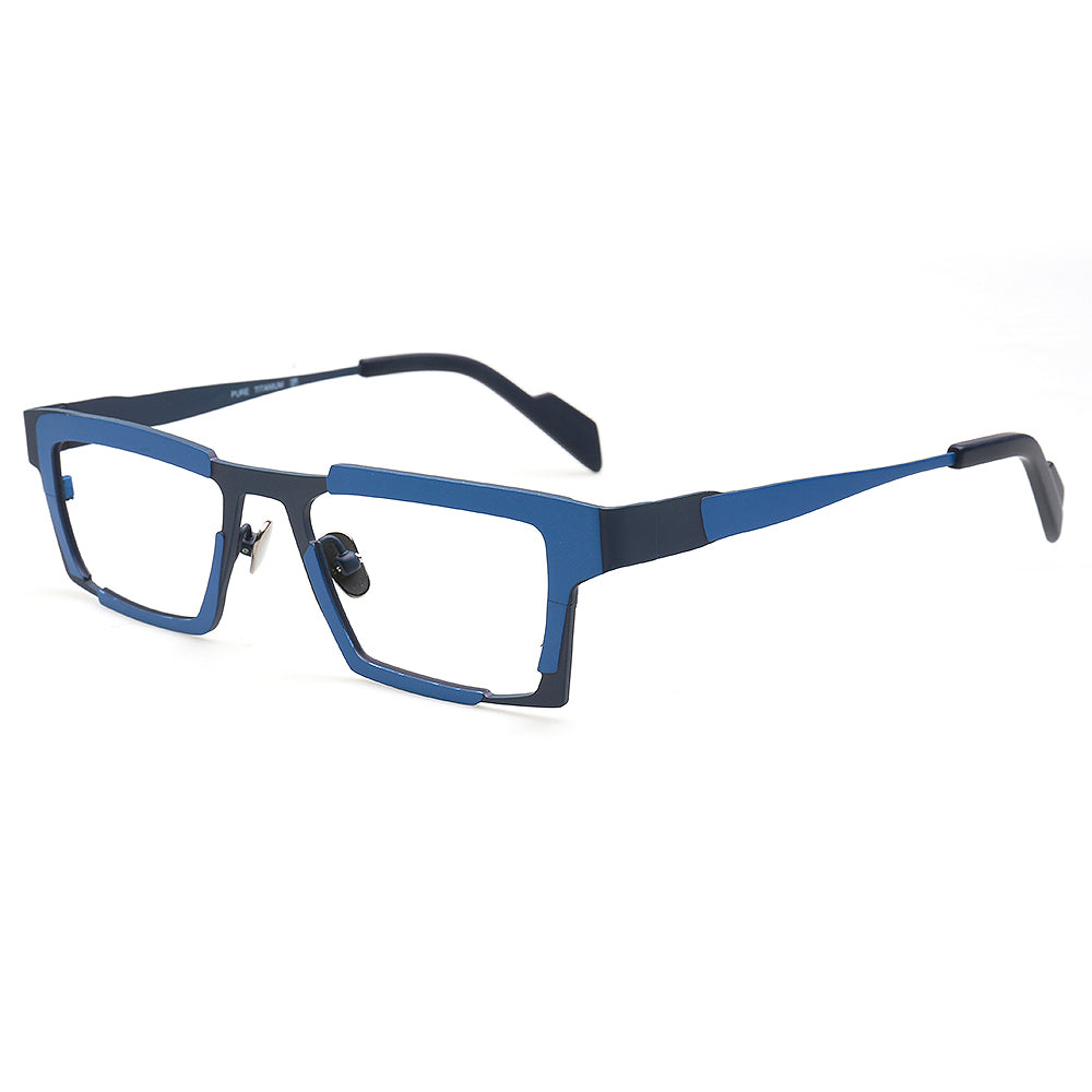 John | Titanium Two Tone Rectangular Eyeglasses For Men | Vintage Business Square Glasses Frames