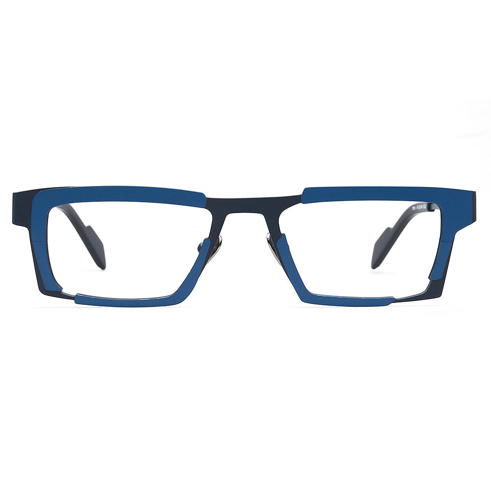 John | Titanium Two Tone Rectangular Eyeglasses For Men | Vintage Business Square Glasses Frames