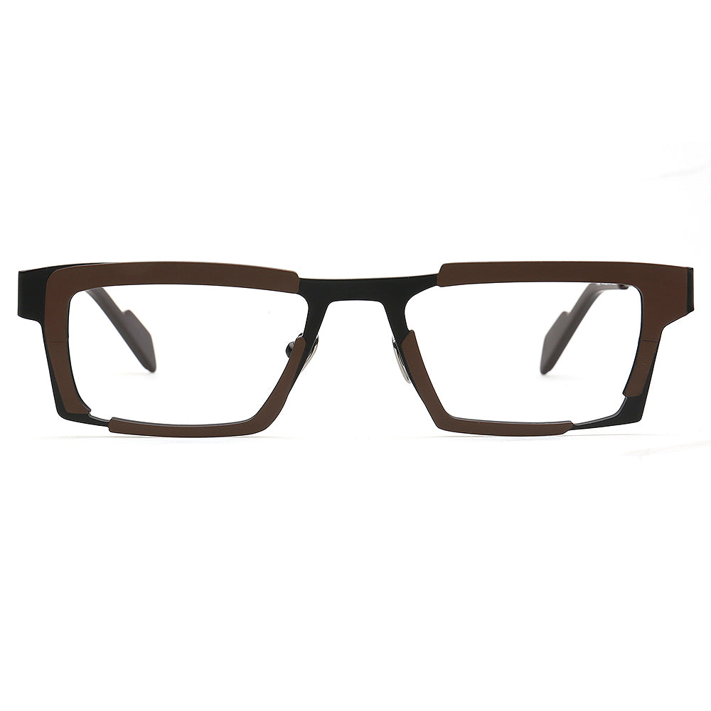 John | Titanium Two Tone Rectangular Eyeglasses For Men | Vintage Business Square Glasses Frames