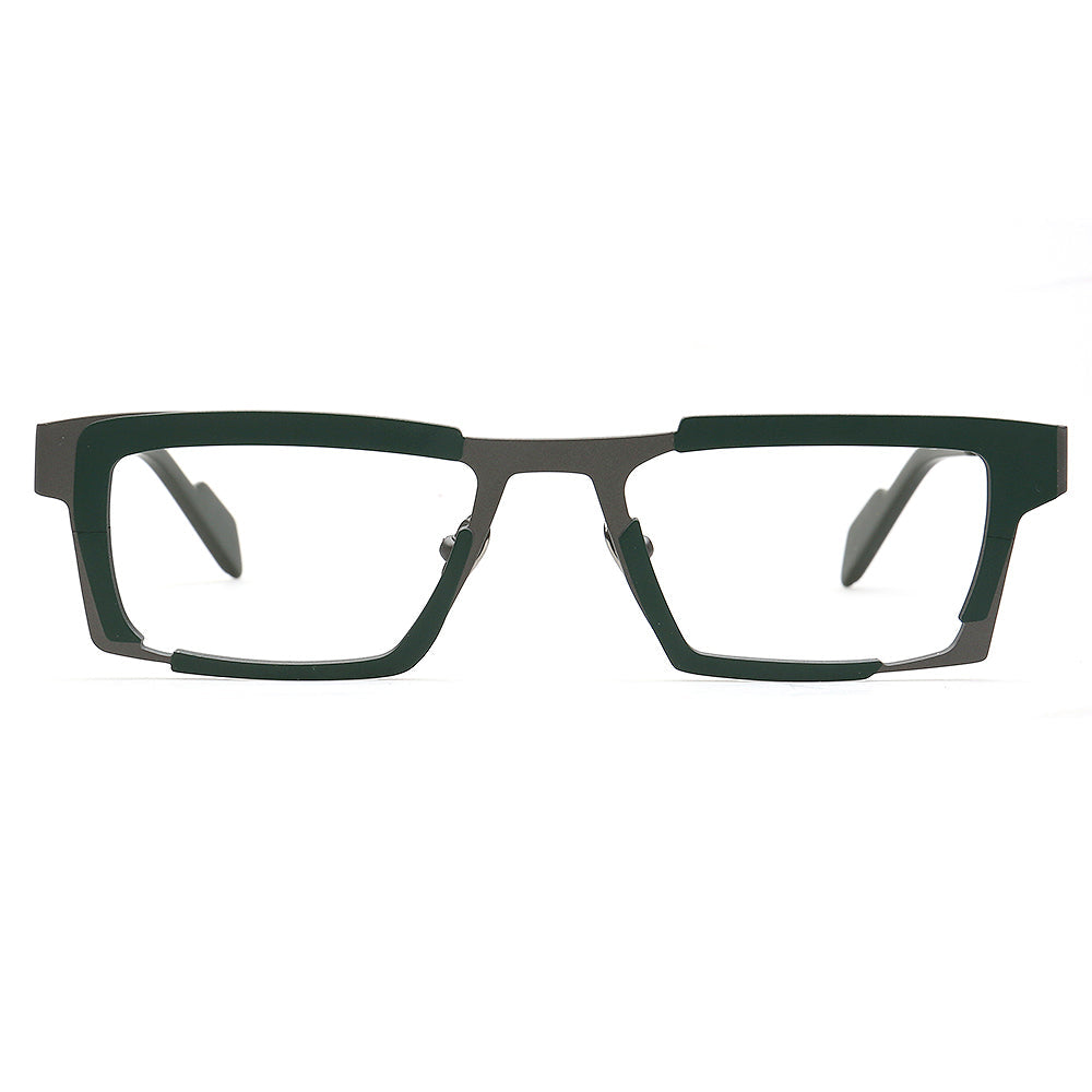 John | Titanium Two Tone Rectangular Eyeglasses For Men | Vintage Business Square Glasses Frames