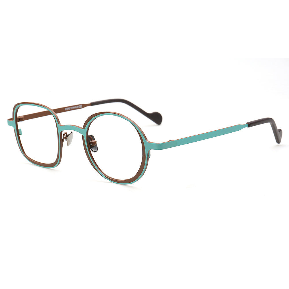 Jordyn | Trendy Mens Mismatch Eyeglasses Frames Two Tone | Funky Retro Titanium Square Round Spectacles