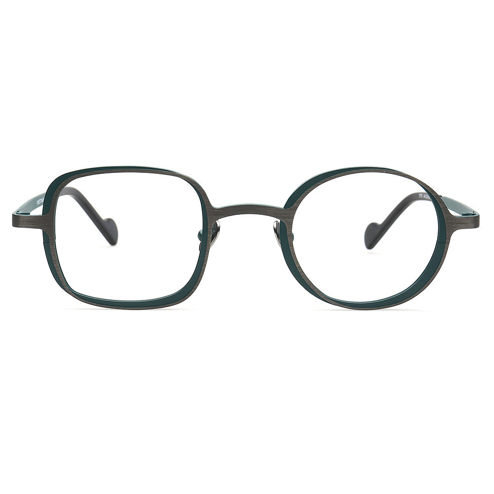 Jordyn | Trendy Mens Mismatch Eyeglasses Frames Two Tone | Funky Retro Titanium Square Round Spectacles