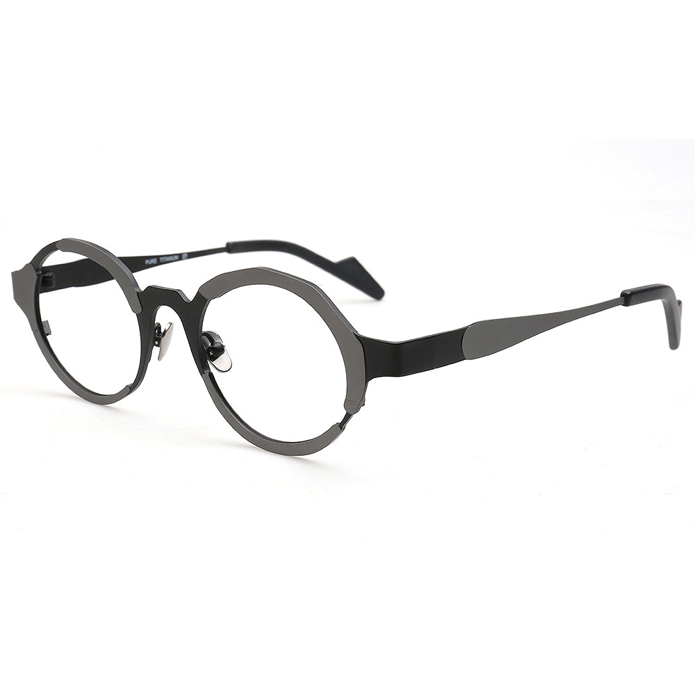 Skyler | Funky Mens Titanium Round Eyeglasses Oddball | Stylish Nerd Optical Glasses Frames for Women