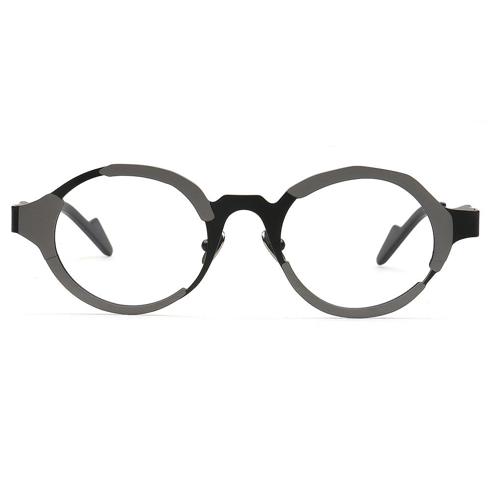 Skyler | Funky Mens Titanium Round Eyeglasses Oddball | Stylish Nerd Optical Glasses Frames for Women