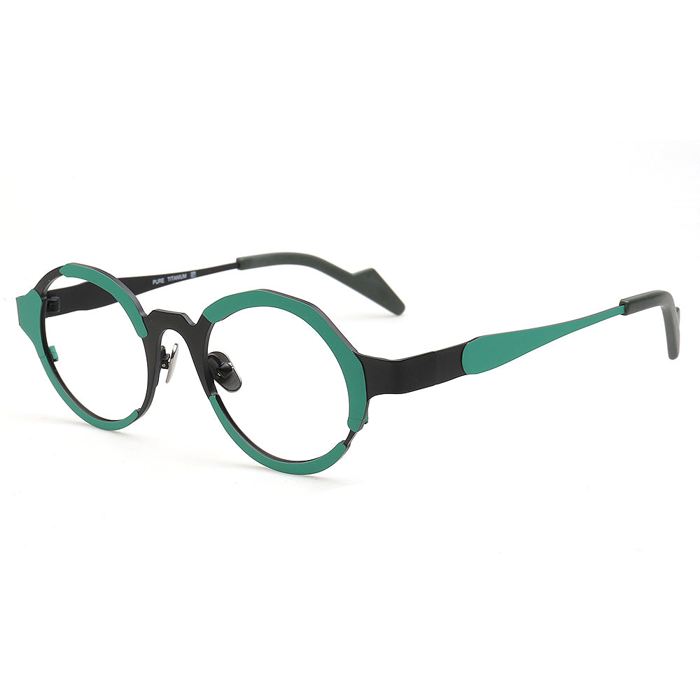 Skyler | Funky Mens Titanium Round Eyeglasses Oddball | Stylish Nerd Optical Glasses Frames for Women