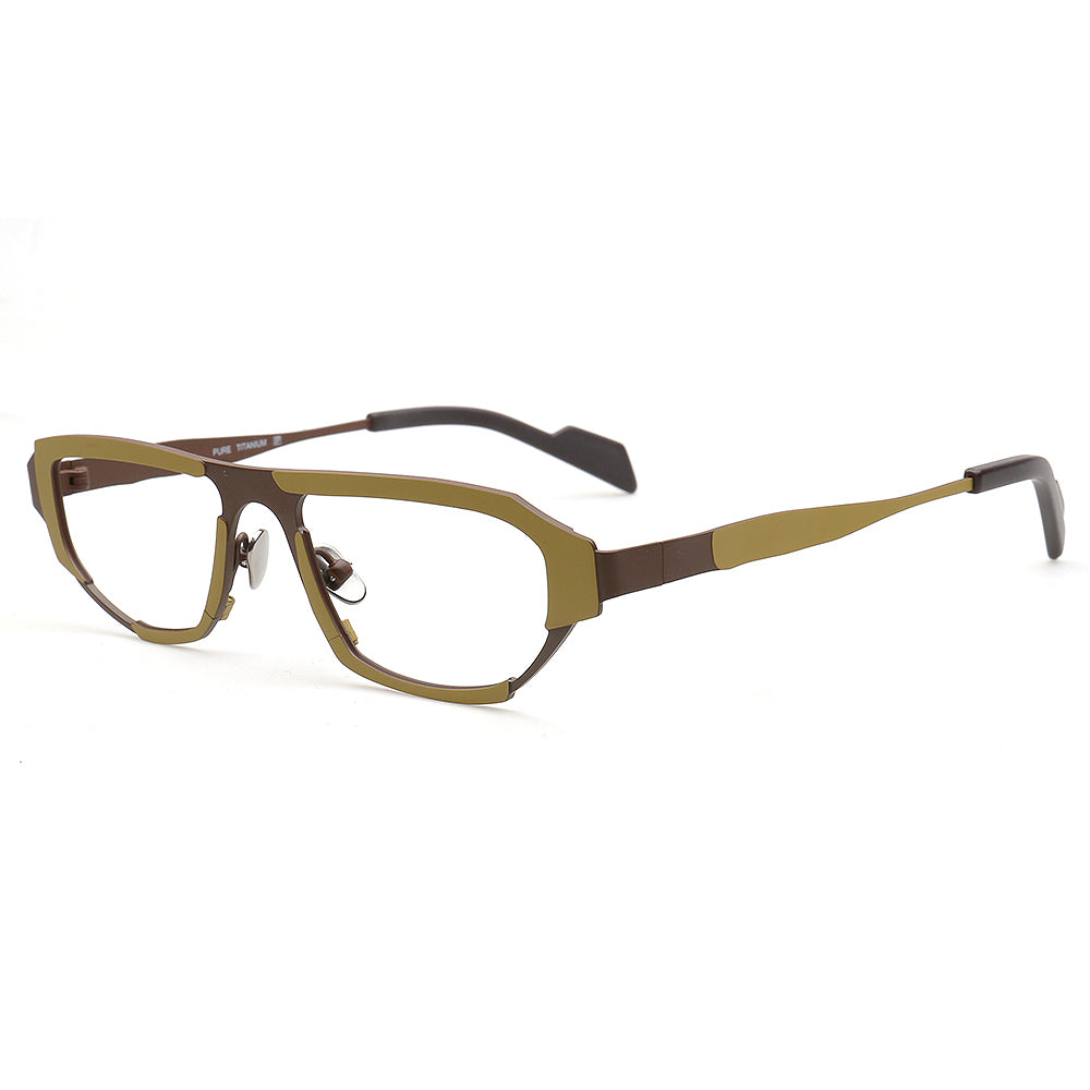 Arden | 80s Titanium Rectangle Eyeglasses for Men | Geometric Square Vintage Glasses Frames