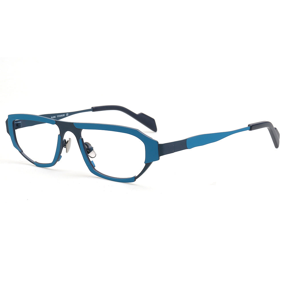 Arden | 80s Titanium Rectangle Eyeglasses for Men | Geometric Square Vintage Glasses Frames
