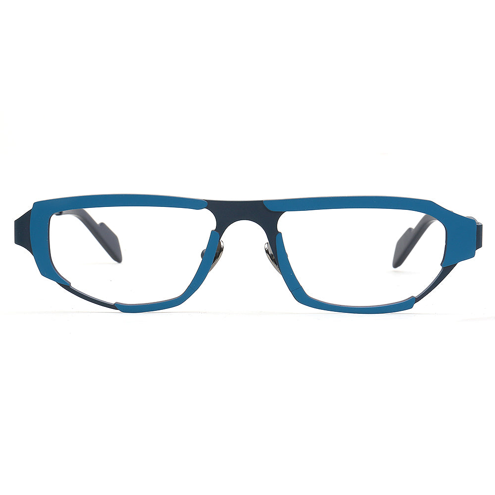 Arden | 80s Titanium Rectangle Eyeglasses for Men | Geometric Square Vintage Glasses Frames