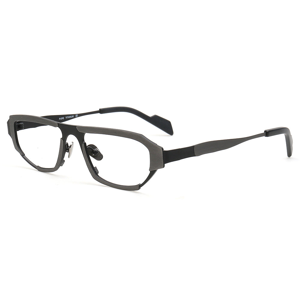 Arden | 80s Titanium Rectangle Eyeglasses for Men | Geometric Square Vintage Glasses Frames