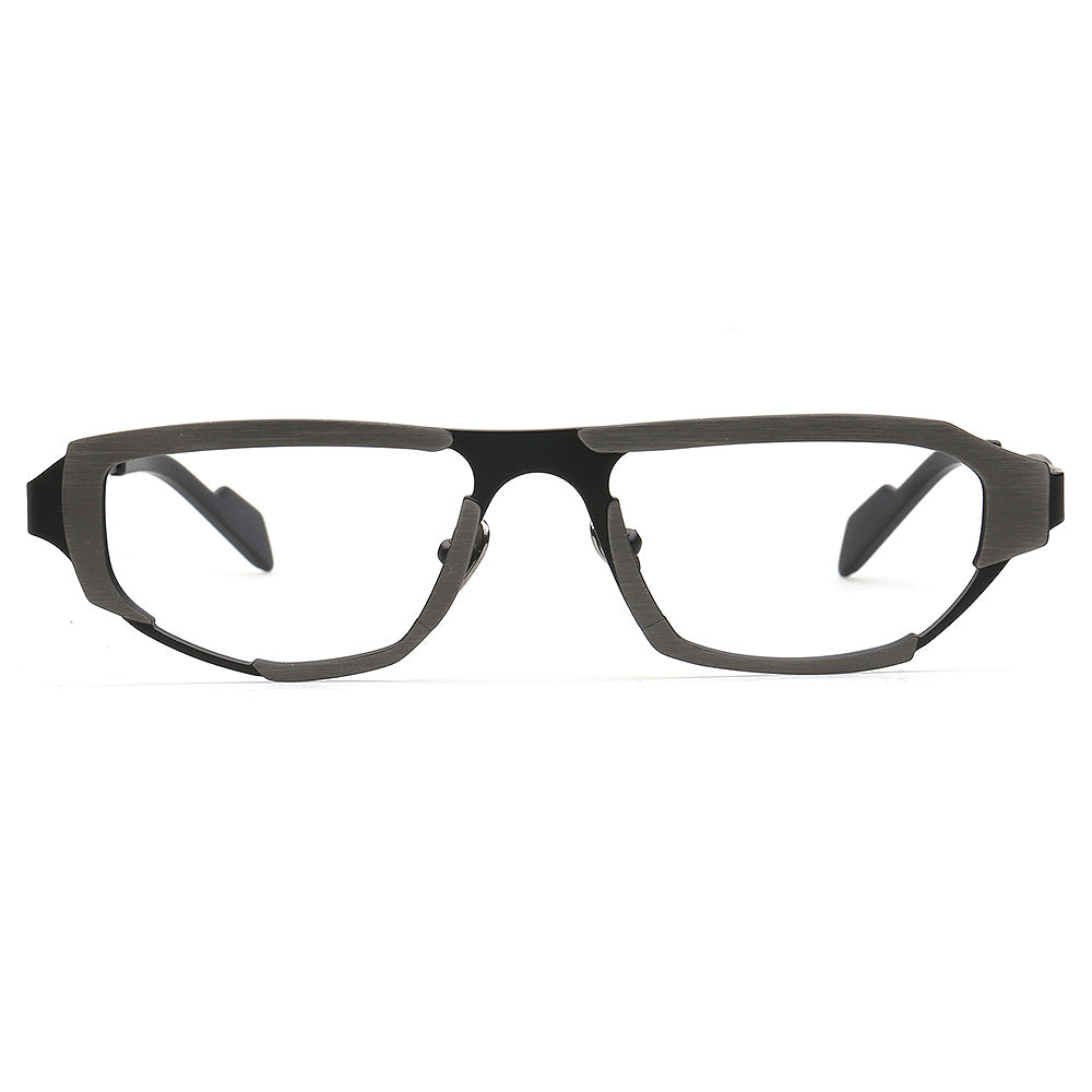 Arden | 80s Titanium Rectangle Eyeglasses for Men | Geometric Square Vintage Glasses Frames