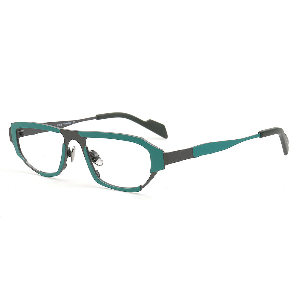 Arden | 80s Titanium Rectangle Eyeglasses for Men | Geometric Square Vintage Glasses Frames