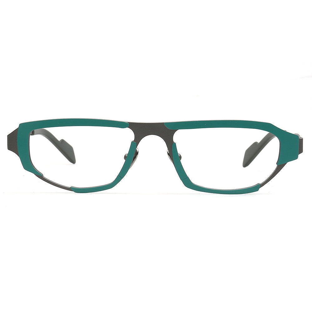 Arden | 80s Titanium Rectangle Eyeglasses for Men | Geometric Square Vintage Glasses Frames