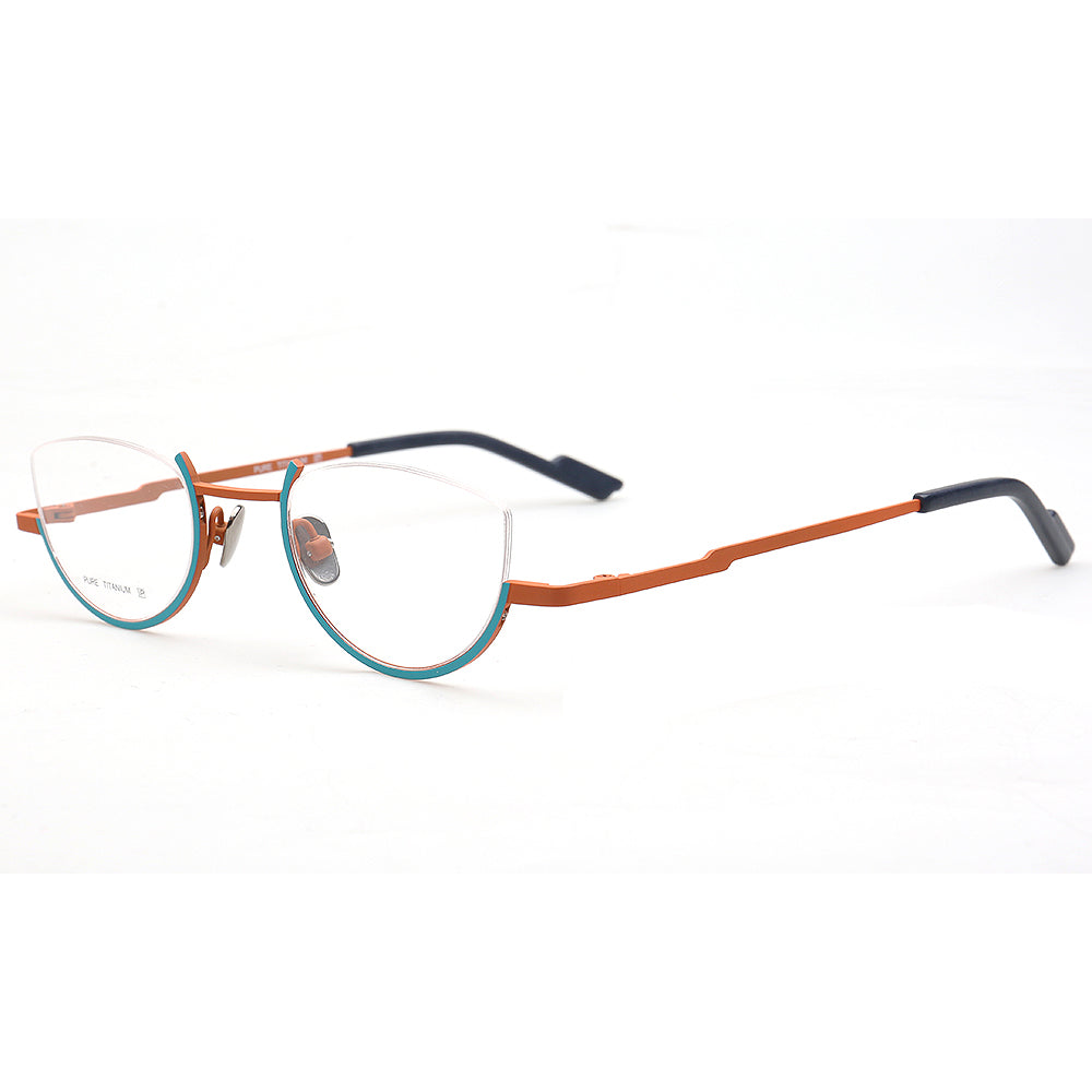Brea | Trendy Half Rim Womens Titanium Eyewear | Geometric Semi Rimless Cat Eye Glasses Frames