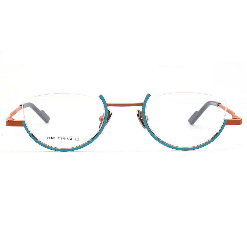 Brea | Trendy Half Rim Womens Titanium Eyewear | Geometric Semi Rimless Cat Eye Glasses Frames