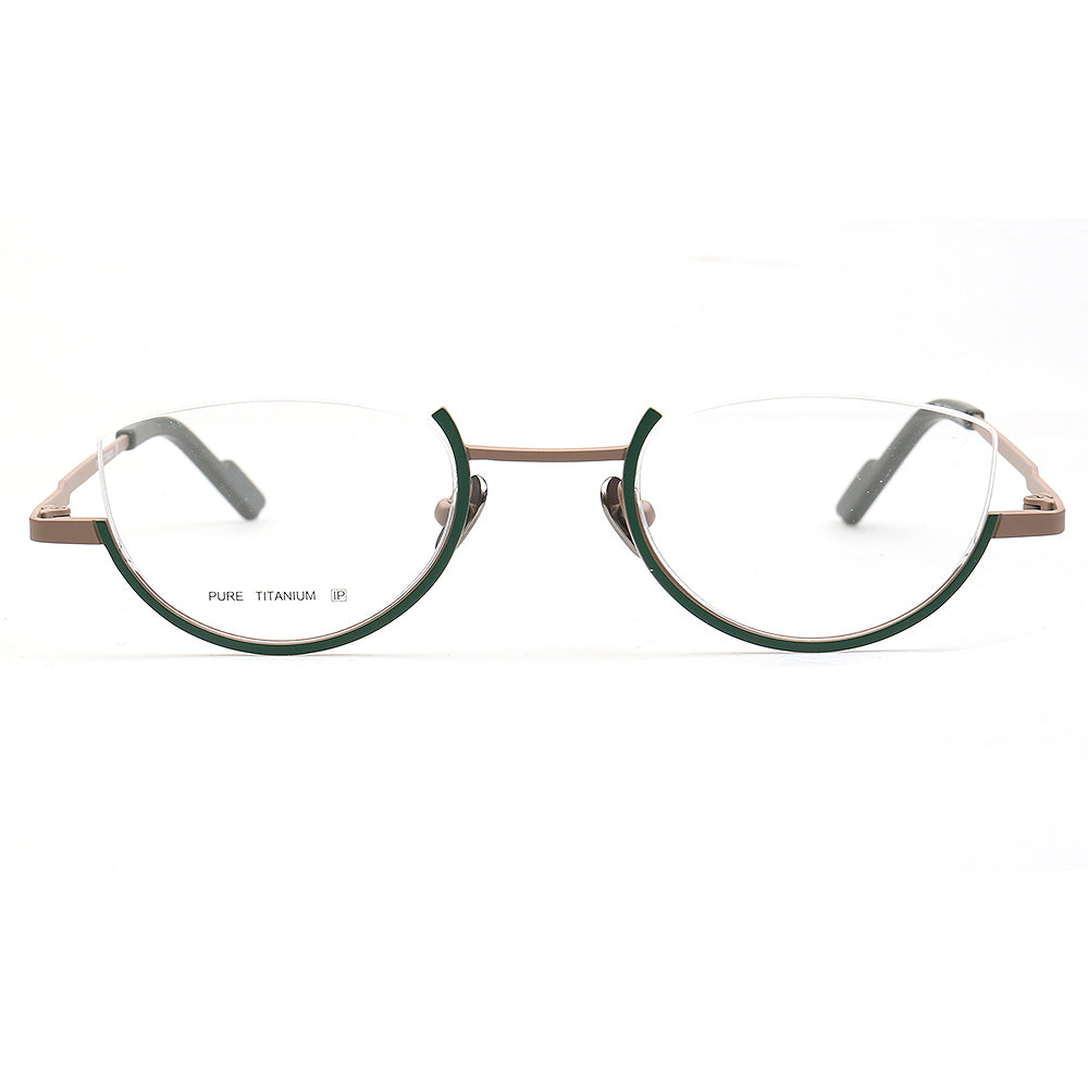 Brea | Trendy Half Rim Womens Titanium Eyewear | Geometric Semi Rimless Cat Eye Glasses Frames