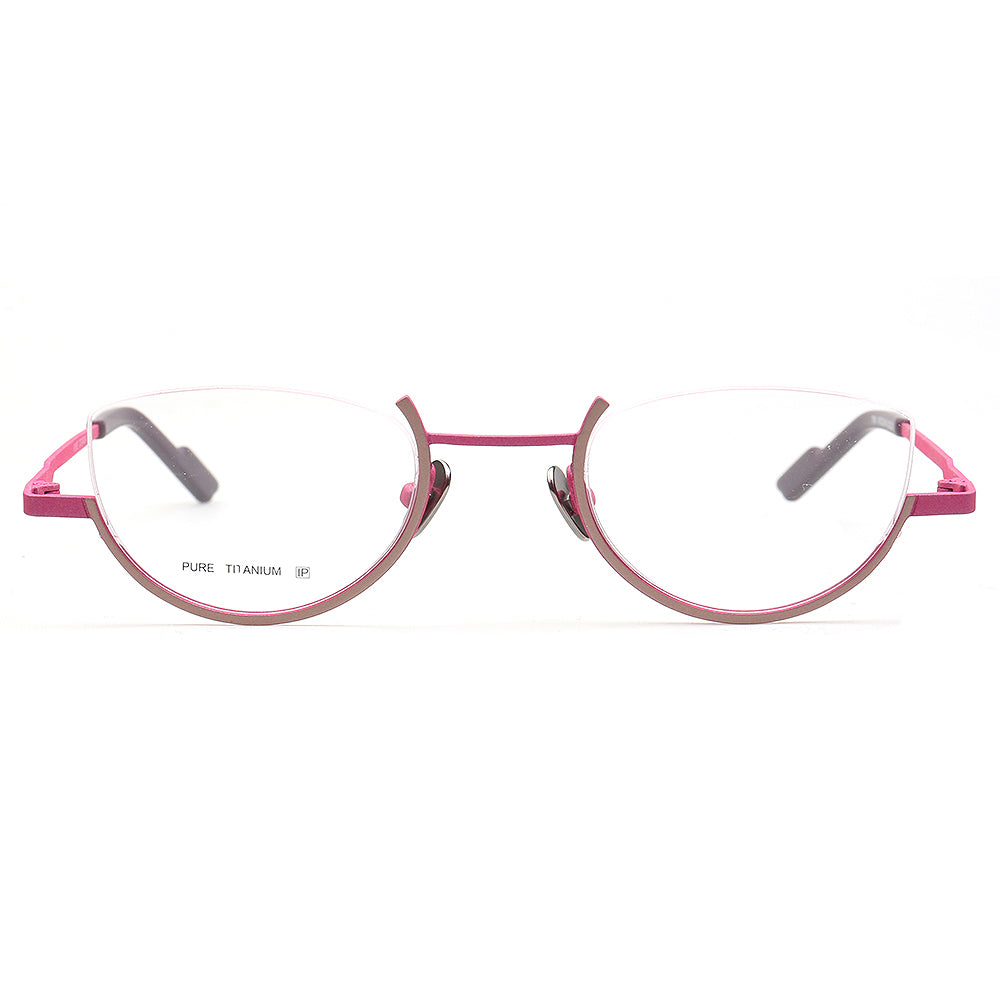 Brea | Trendy Half Rim Womens Titanium Eyewear | Geometric Semi Rimless Cat Eye Glasses Frames