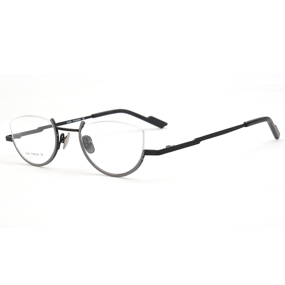 Brea | Trendy Half Rim Womens Titanium Eyewear | Geometric Semi Rimless Cat Eye Glasses Frames