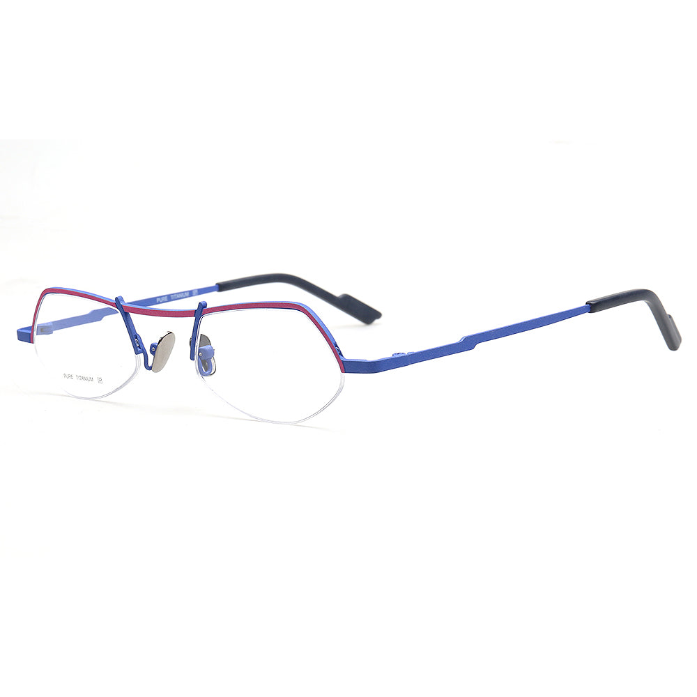 Ashley | Stylish Half Rim Womens Titanium Eyeglasses | Vintage Geometric Semi Rimless Glasses Frames
