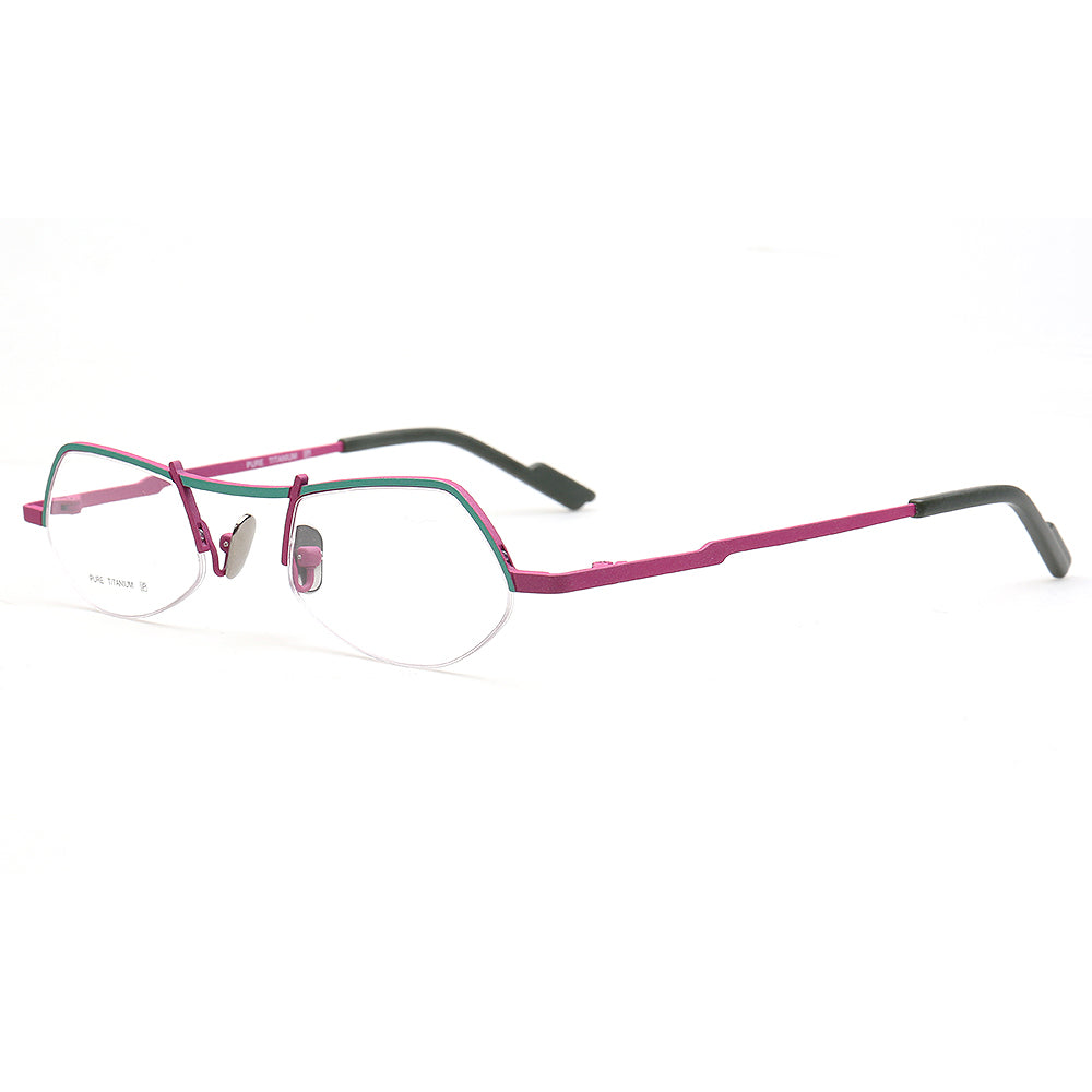 Ashley | Stylish Half Rim Womens Titanium Eyeglasses | Vintage Geometric Semi Rimless Glasses Frames