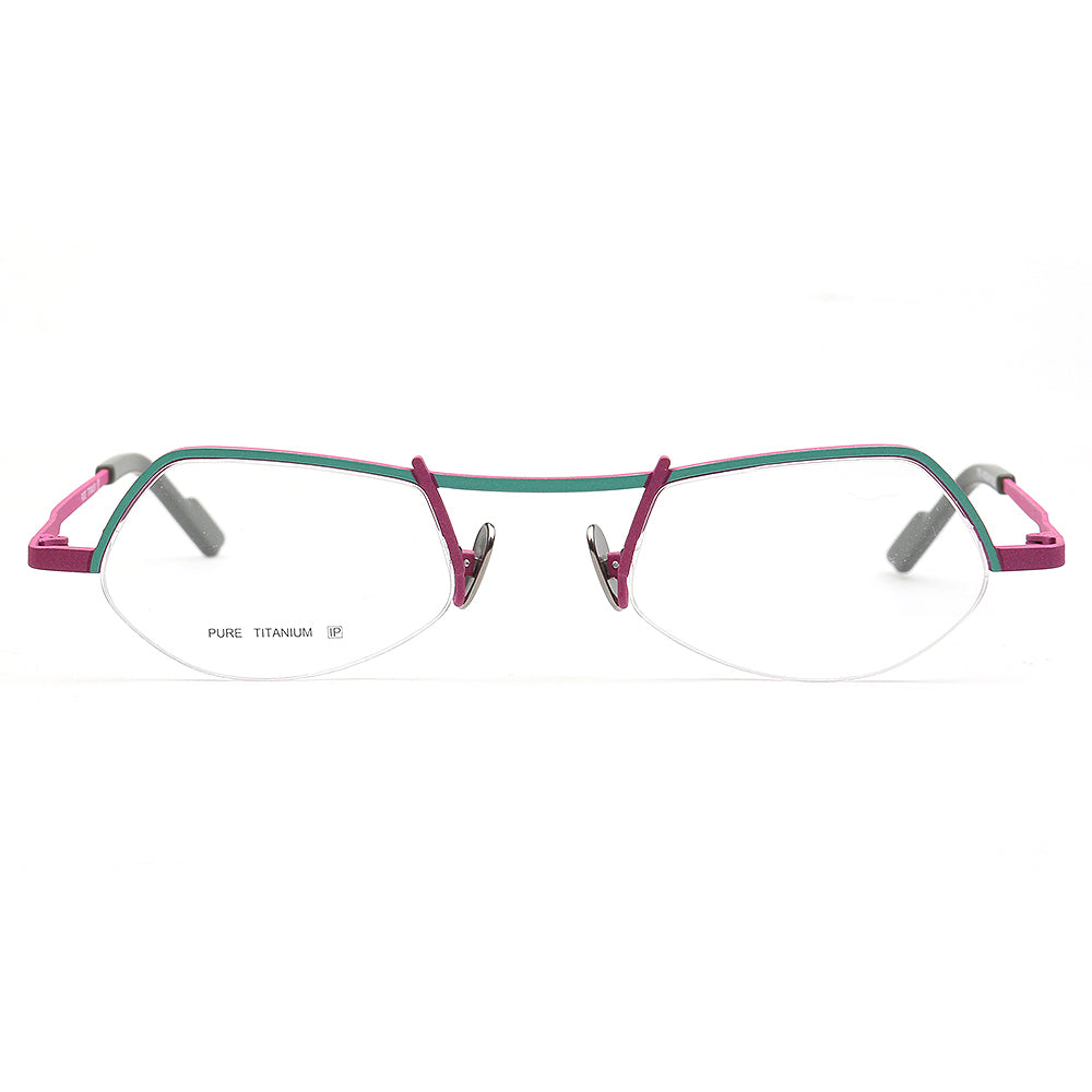 Ashley | Stylish Half Rim Womens Titanium Eyeglasses | Vintage Geometric Semi Rimless Glasses Frames