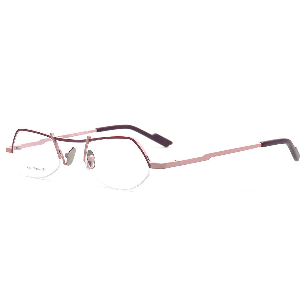 Ashley | Stylish Half Rim Womens Titanium Eyeglasses | Vintage Geometric Semi Rimless Glasses Frames