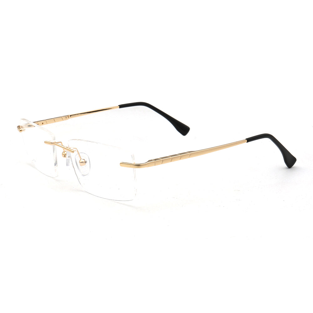 Duncan | Gold Square Business Eyeglasses For Men | Rectangle Metal Rimless Glasses Frame Online