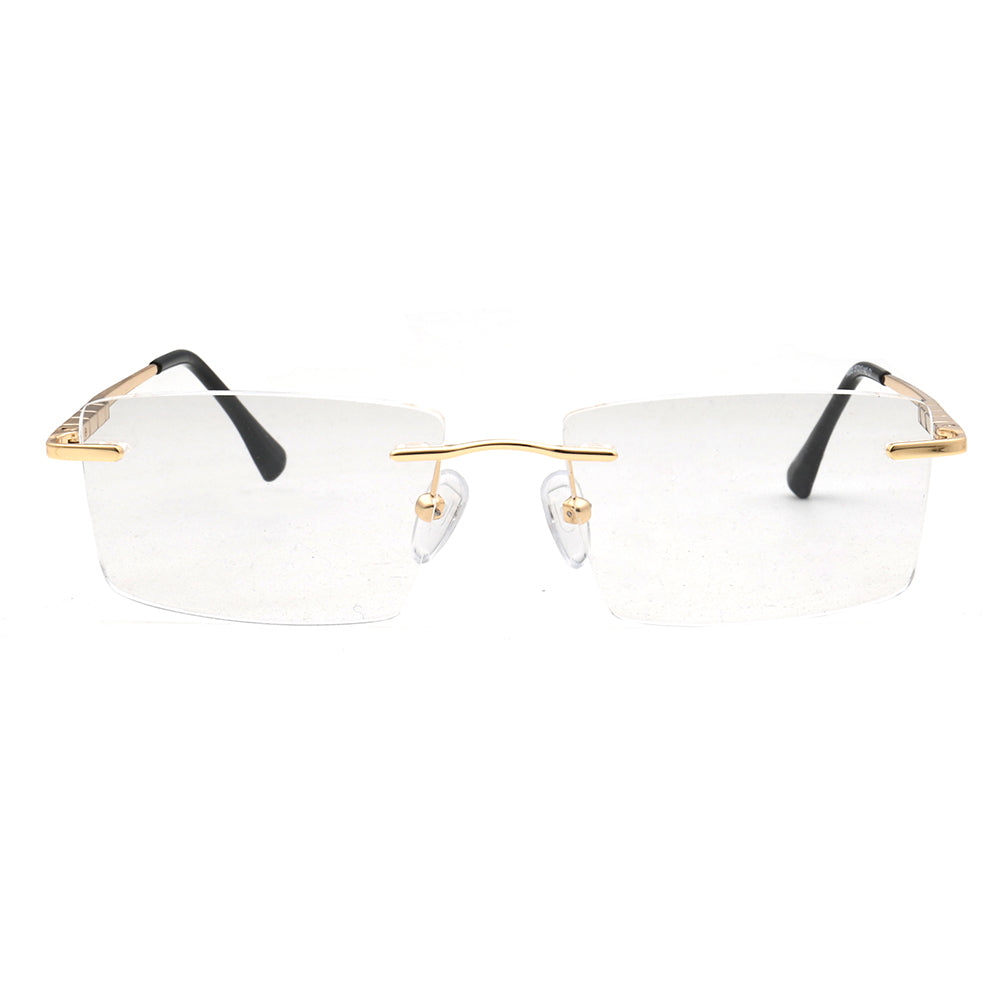 Duncan | Gold Square Business Eyeglasses For Men | Rectangle Metal Rimless Glasses Frame Online